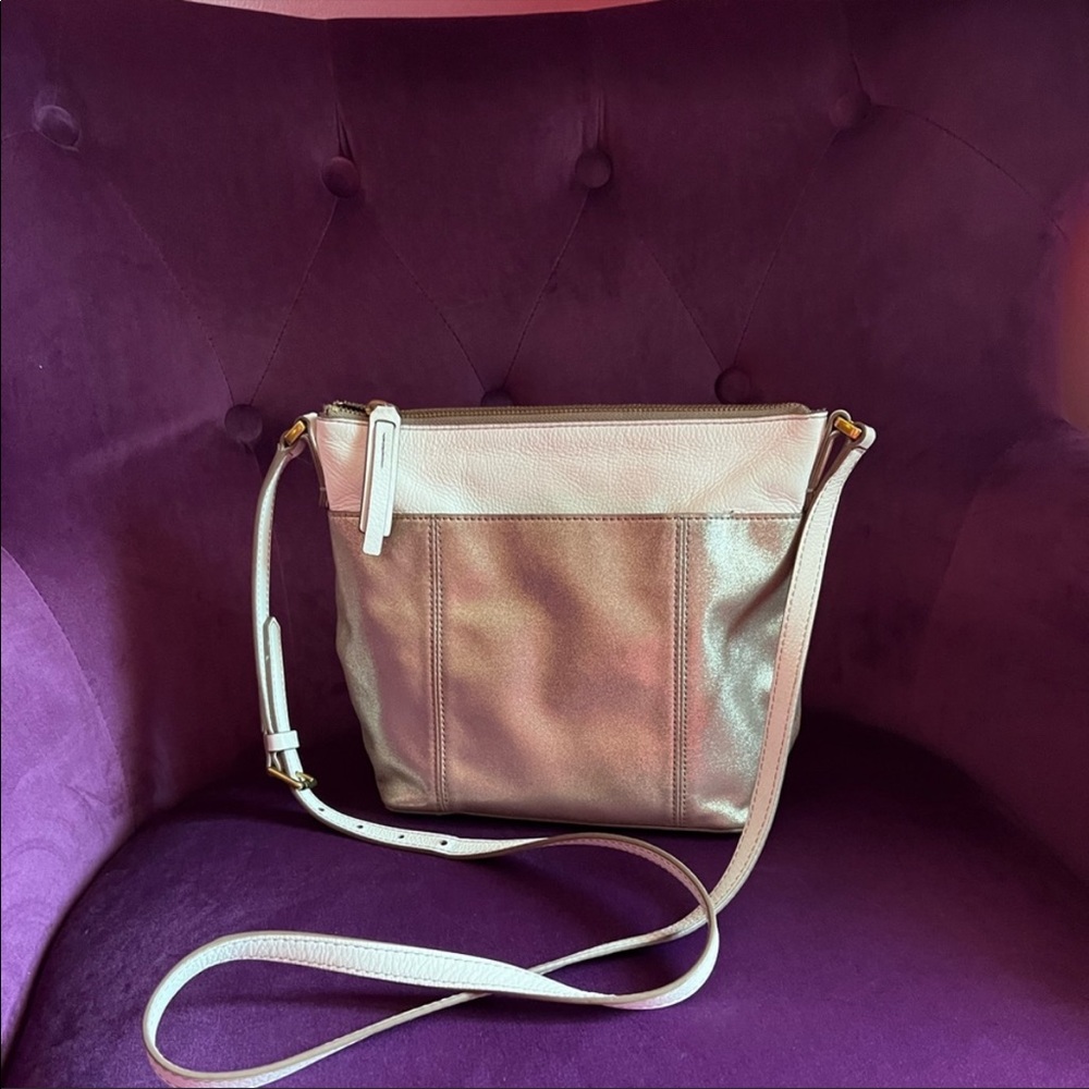 Small white and gold glitter Fossil purse
